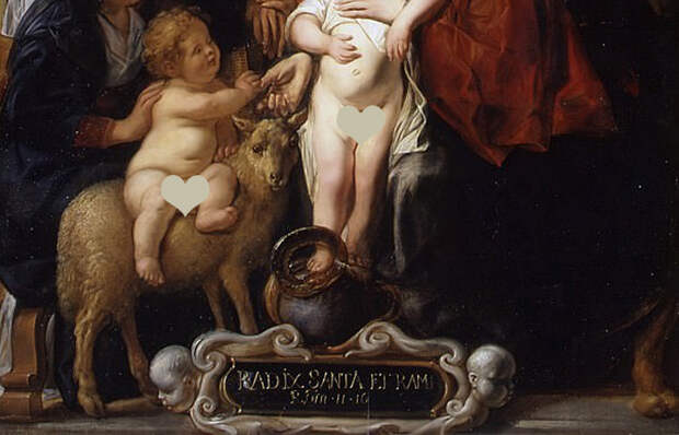 Инфографика: «Святое семейство» (1617-1618), Якоб Йорданс. Нижняя панель