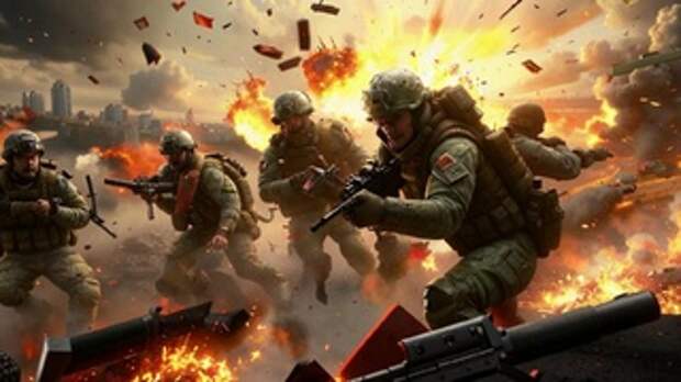 Солдаты на войне / Изображение сгенерировано с помощью нейросети Kandinsky by Sber AI / amic.ru