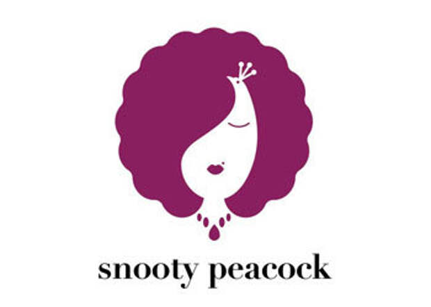 Snooty Peacock. Пример отрицательного пространства в логотипах.
