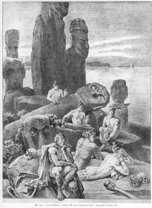 Рапа-нуи ожидают прибытие европейцев. Пьер Лоти, 1872 год. | Фото: ru.wikipedia.org.
