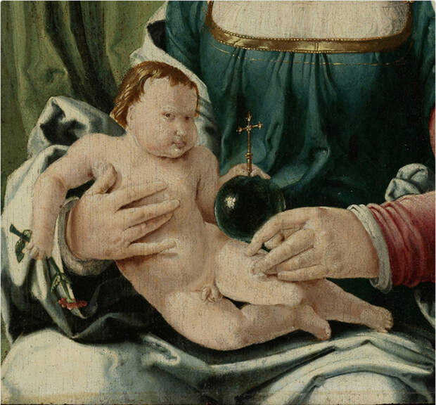 Лукас ван Лейден *Дева с ребенком* (фрагмент).