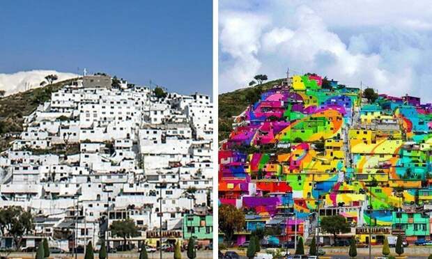 13. Как граффити может изменить пейзаж. Пачука-де-Сото, Мексика было стало, в мире, люди, подборка, сравнение, фото