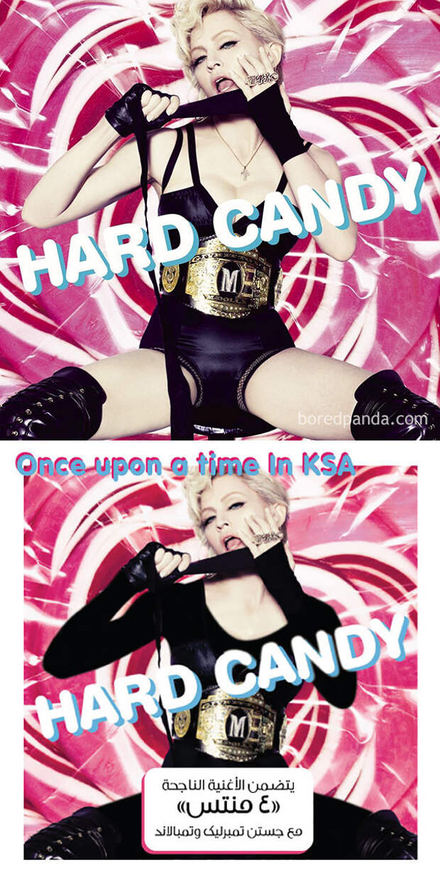Мадонна, альбом Hard Candy ближний восток, забавно, закрасить лишнее, постеры, реклама, саудовская аравия, скромность, цензура