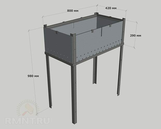 Размеры мангала из металла