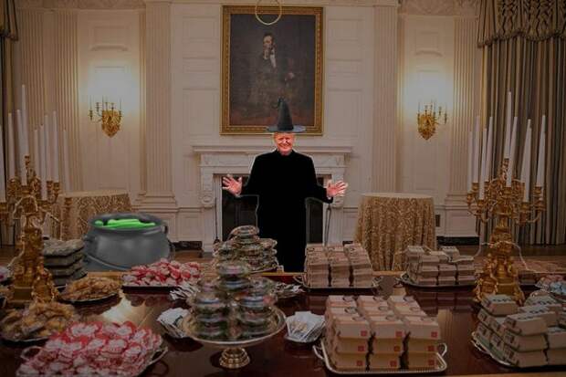 trump serving fast food meme