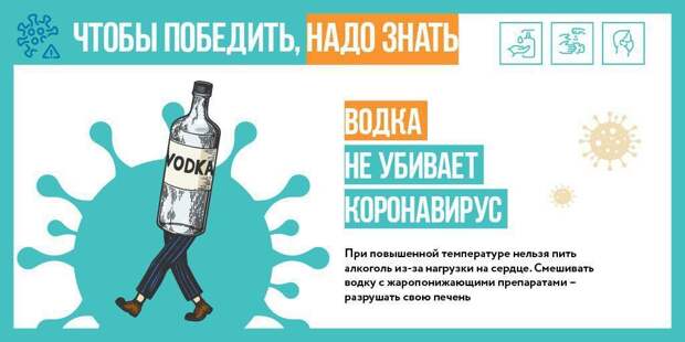 Алкоголь не помогает в профилактике и лечении коронавируса Фото: mos.ru