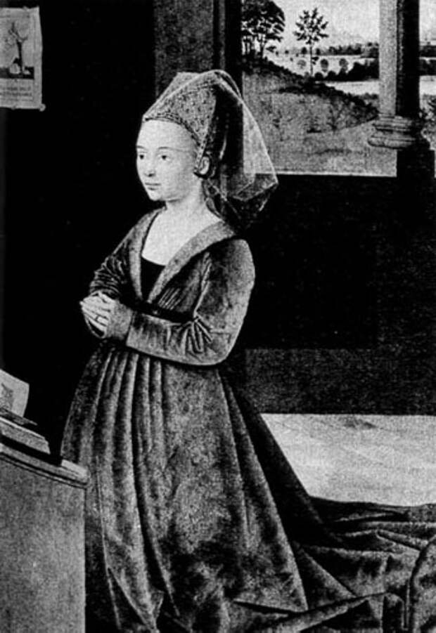 Петрус Кристус. Портрет коленопреклонной донаторки в геннине. XV век
