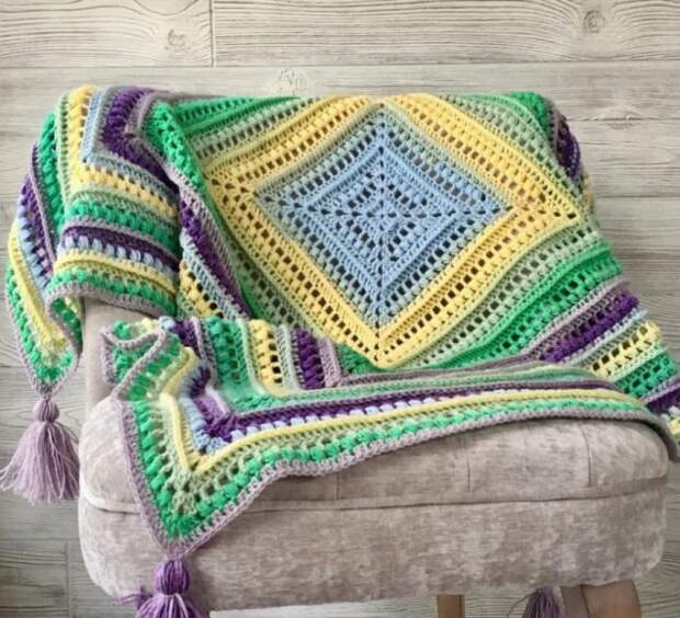 Как связать плед крючком — 5 бесплатных схем