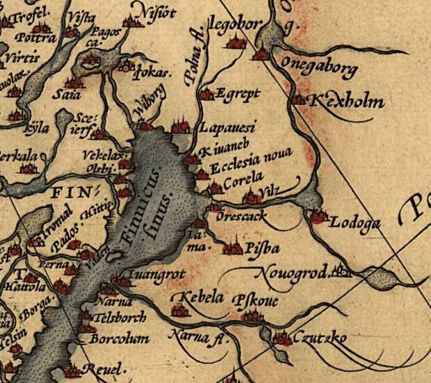 Фрагмент карты Ортелиуса 1570г.