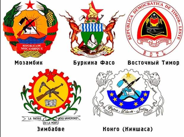 пять стран, в гербах которых используется изображение автомата Калашникова