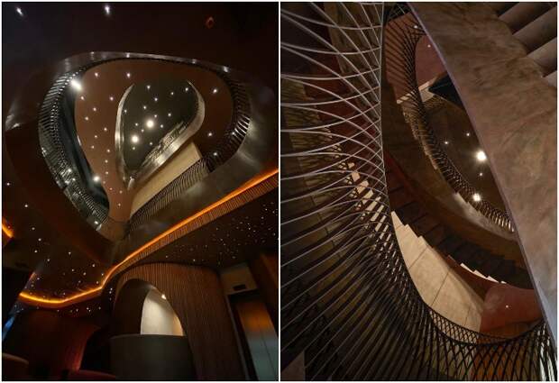 Каждый лестничный пролет, имеет неповторимый дизайн (The Veil Astana, Казахстан).