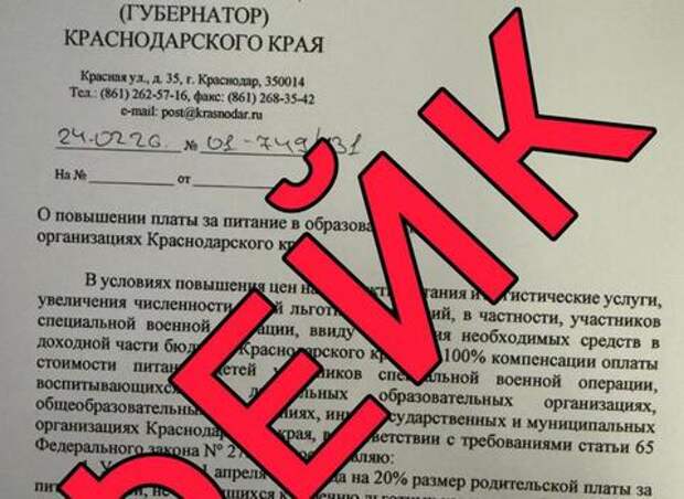 Кубанцев напугали тем, что плата за питание в школах вырастет на 20 процентов