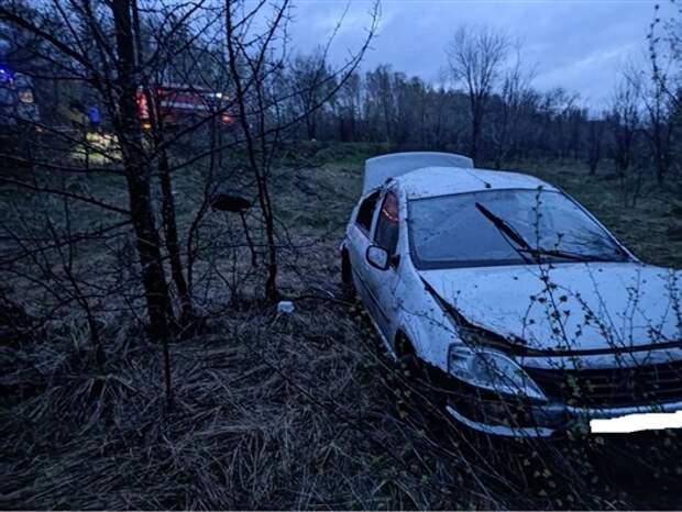 Водитель и пассажир пострадали в съехавшей в кювет иномарке под Самарой