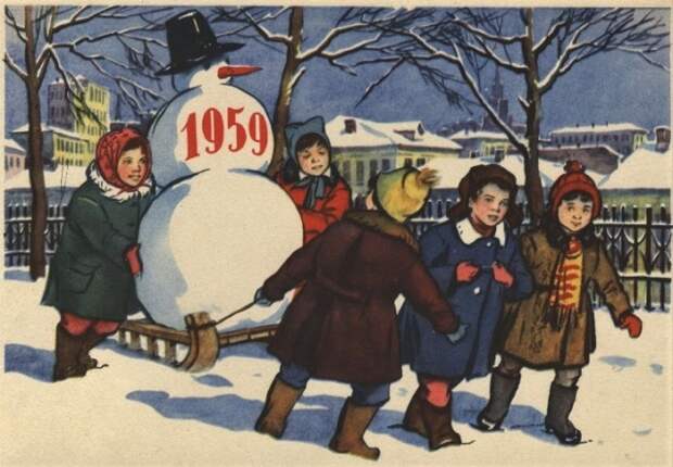 Новогодние открытки времен СССР