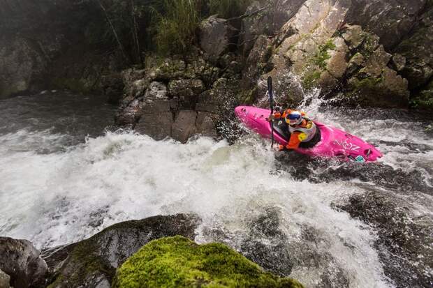 Kayaker Dane Jackson tackles a whitewater section of river in Mexico.