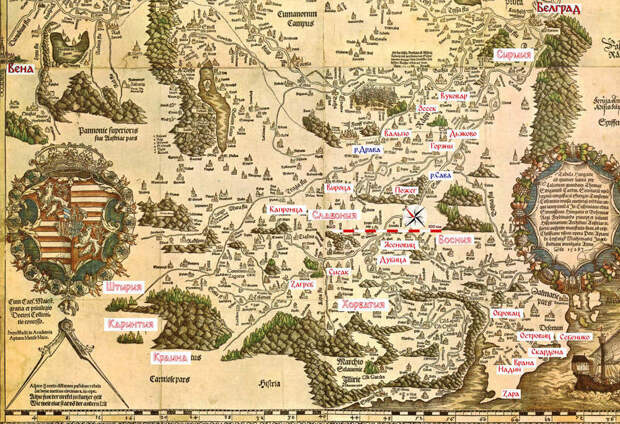 Места событий 1537 и 1538 годов на карте «Tabula hungariae» 1528 года - Тревожные 1537-й и 1538-й: «турецкая угроза» от Покутья до Архипелага | Военно-исторический портал Warspot.ru