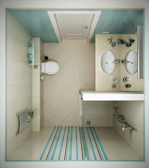 Удачные идеи для маленькой ванной комнаты
