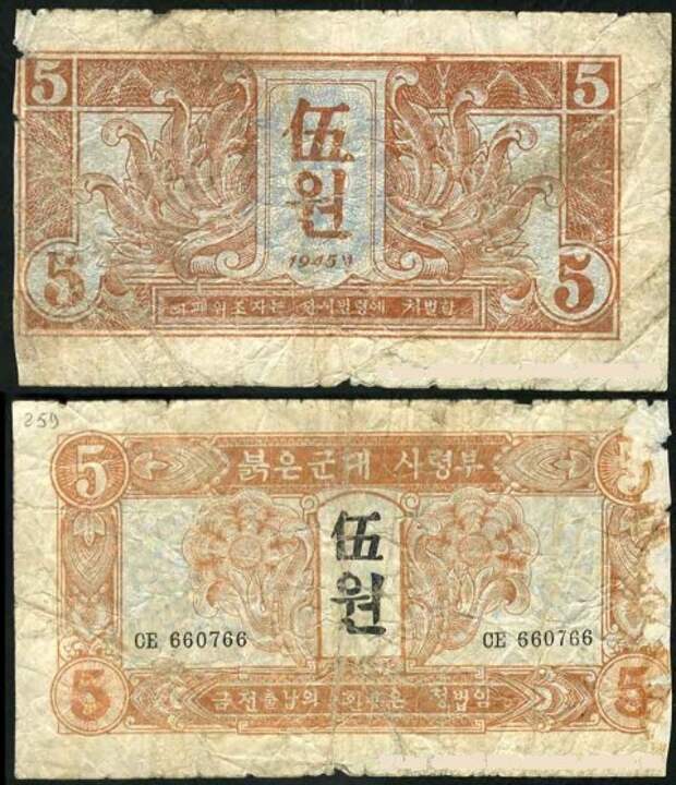 Военные деньги, выпущенные СССР на территории Кореи