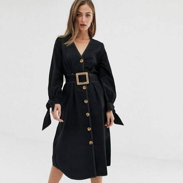 ASOS Casual Midi Dress With Contrast Stitching