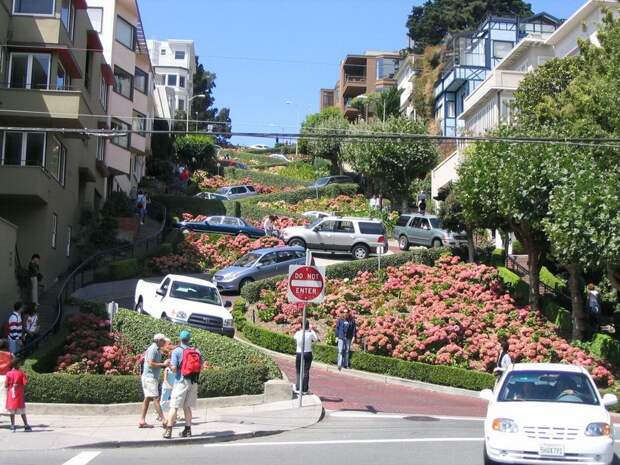 Самая извилистая улица в мире - Ломбард-стрит (Lombard Street), Сан-Франциско