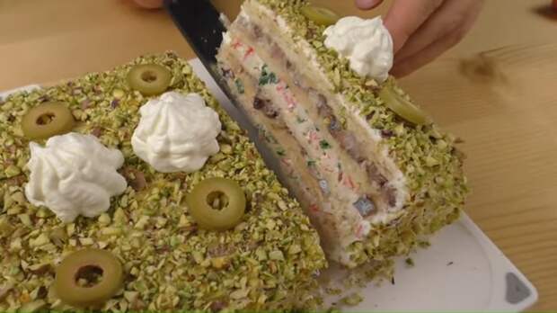 Закусочный торт / Морской Наполеон Кулинария, Еда, Закуска, Рецепт, Другая кухня, Праздничный стол, Вкусно, Видео, Длиннопост, Видео рецепт