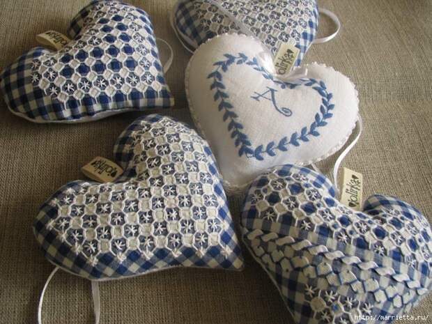 Текстильные сердечки. Большая коллекция очень красивых валентинок (24) (700x525, 349Kb)