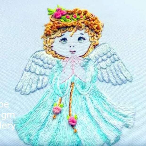 Вышивка гладью рождественского ангела. Мастер-класс