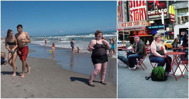 Женщина фотографирует незнакомцев, чтобы показать, как люди реагируют на людей с избыточным весом