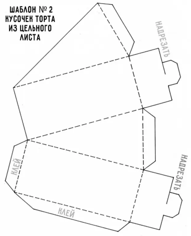 Шаблон куска торта размеры