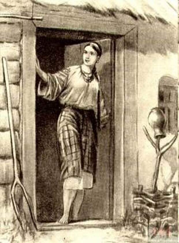 М. Деригус. Иллюстрация к повести Н. Гоголя *Майская ночь, или Утопленница*: Ганна, 1951 М. Деригус. Иллюстрация к повести Н. Гоголя *Майская ночь, или Утопленница*: Ганна, 1951