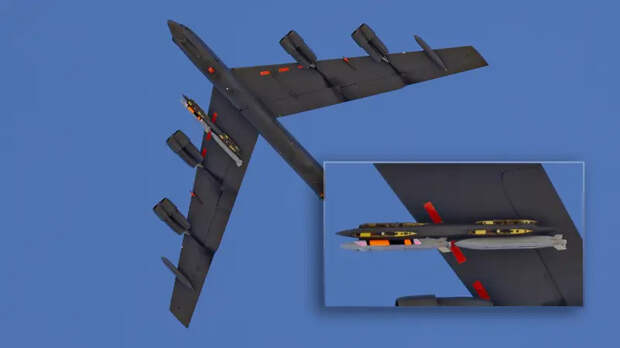 Американский B-52H был запечатлен с новейшими крылатыми ракетами большой дальности