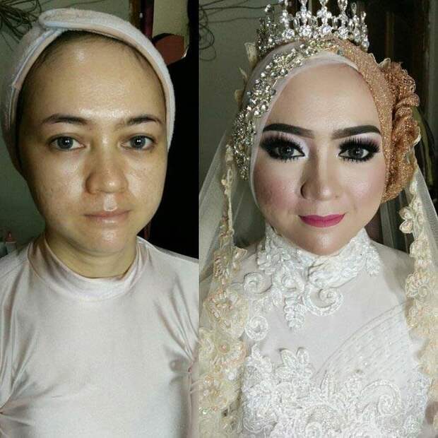 Азиатские невесты до и после агрессивного свадебного макияжа, и это как будто разные люди боевой раскрас, красота, люди, макияж, невеста, фото