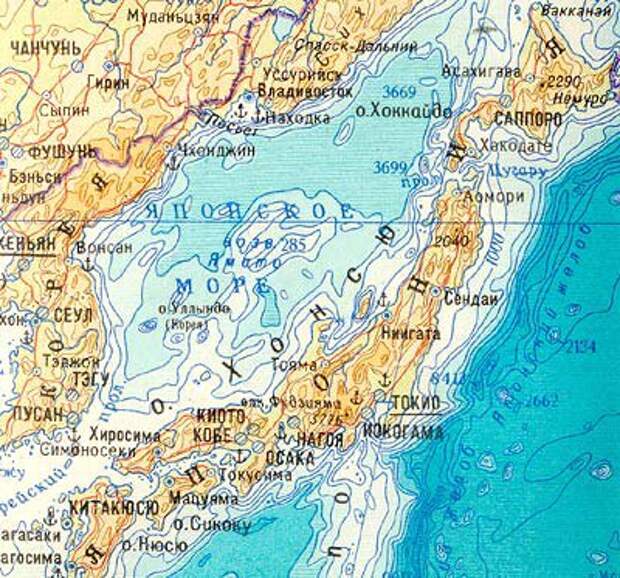 Японское море на карте
