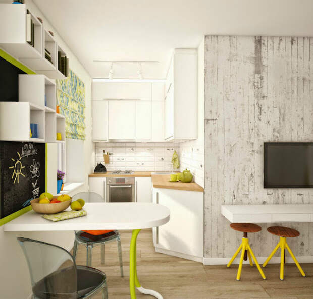 Объединение кухни с гостиной – это не только дань моде, но и рациональное решение для студий или квартир со скромной жилплощадью.-14