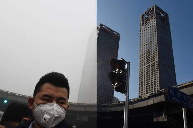 9 поразительных снимков Пекина до и после смертоносного загрязнения 