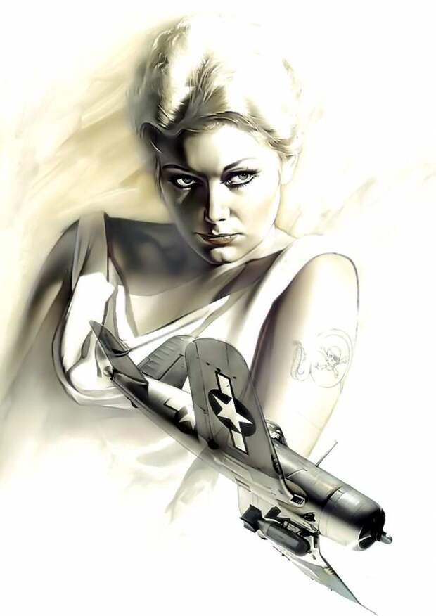 Девушки и самолеты японского художника Hajime Sorayama (8)