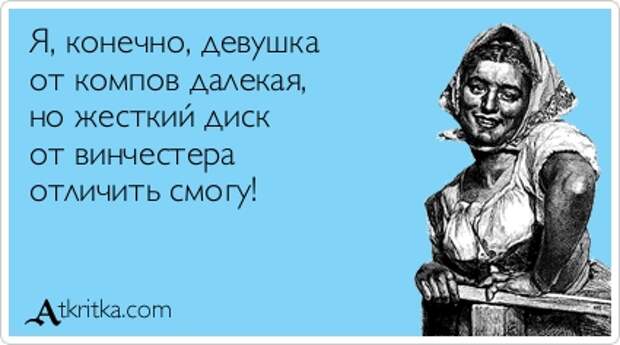 Я, конечно, девушка от компов далекая, но жесткий диск от винчестера отличить смогу!