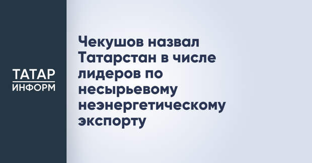 Чекушов назвал Татарстан в числе лидеров по несырьевому неэнергетическому экспорту