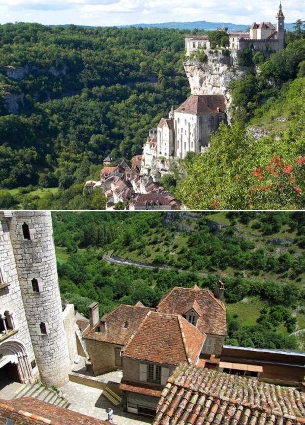 Отвесная скала и природные пещеры привлекали людей еще со времен палеолита (Rocamadour, Франция).