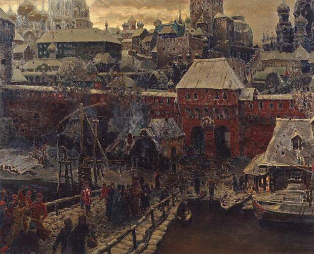 Москва середины XVII столетия. Москворецкий мост и Водяные ворота. 1900