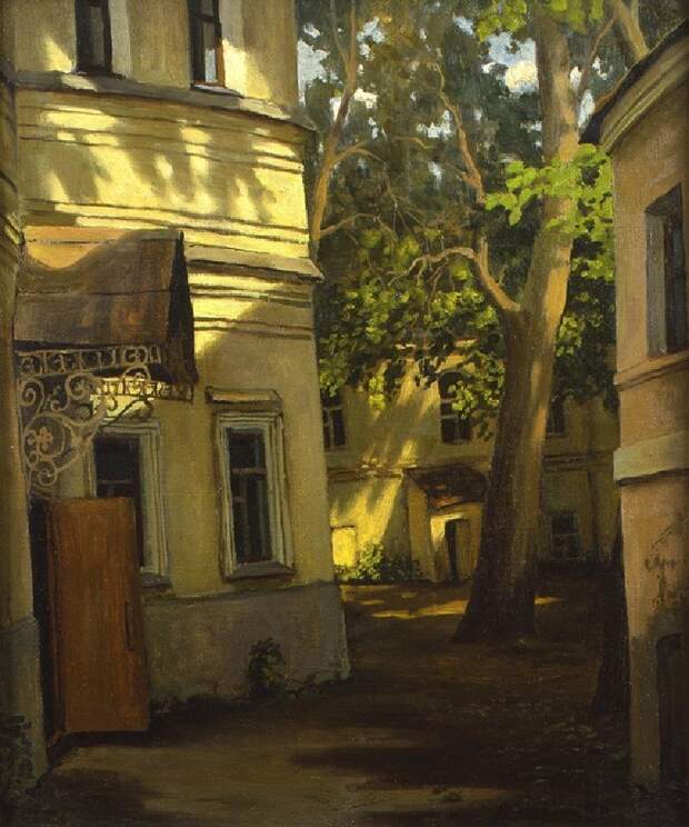 Двор в 1-ом Колобовском переулке владимир парошин, дворики, дворы детства, детство, искусство, картины