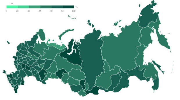 ЦИК обработал 99,9% протоколов. За поправки высказались 77,93% россиян
