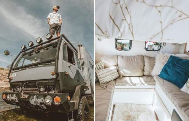 Молодая пара превратила старый военный грузовик в дом своей мечты