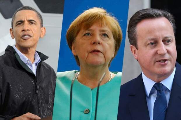 Барак Обама, Ангела Меркель, Дэвид Кэмерон.