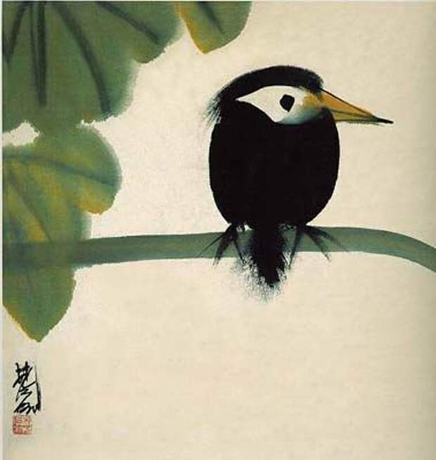 "Женщина, похожая на птицу..." Китайский художник Lin Fёngmian (1900 – 1991)