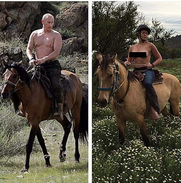 В 2014 году Челси опубликовала в соцсетях фотопародию на президента России Владимира Путина. Фото: Инстаграм. 