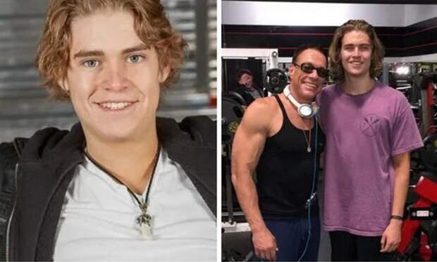 Жан-Клод помогает и младшему сыну Николасу стать на ноги.