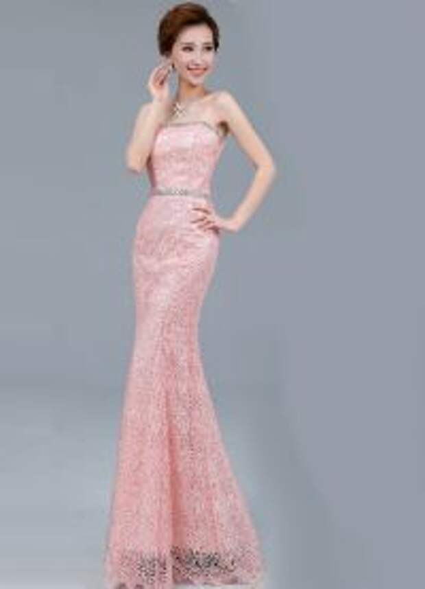 розовое платье в пол1
