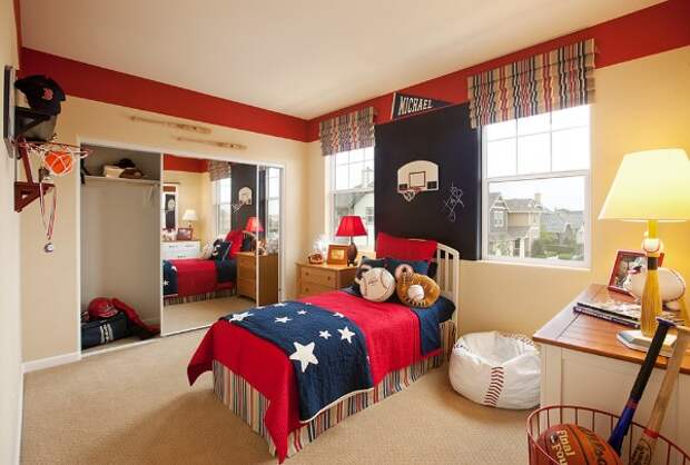 интерьер детской спальни для мальчика в американском стиле