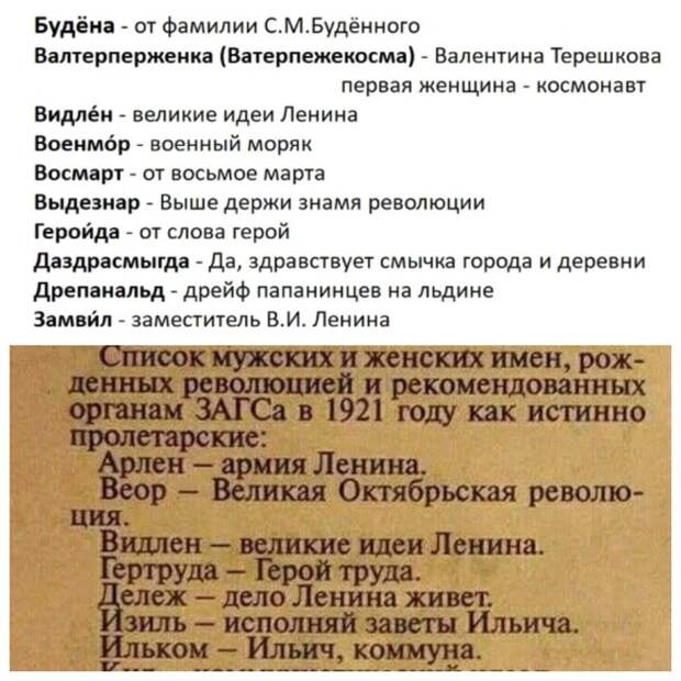 Самые необычные имена, которые давали советским детям